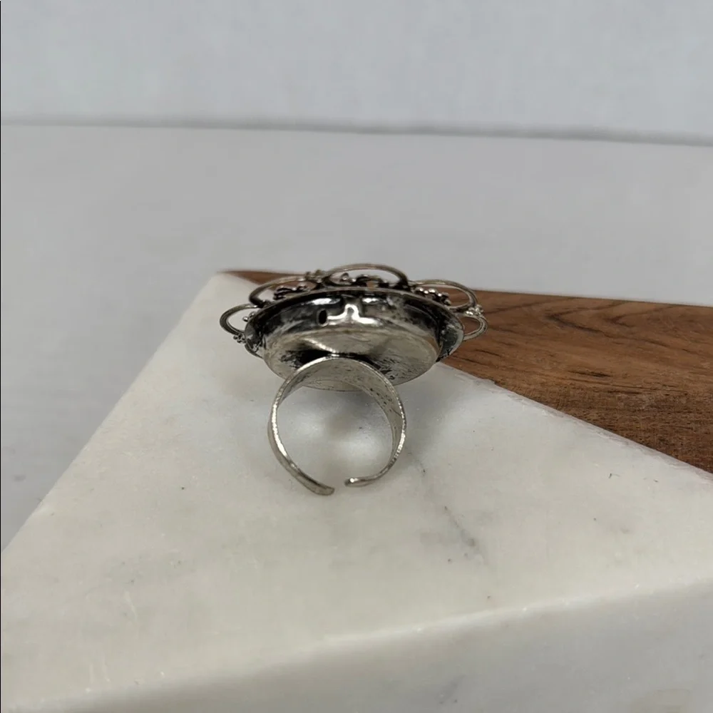 Vintage Intricate Silver Filigree Adjustable Ring lot D16